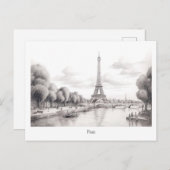  Paris Eiffeltoren, schetsontwerp Briefkaart (Voorkant / Achterkant)