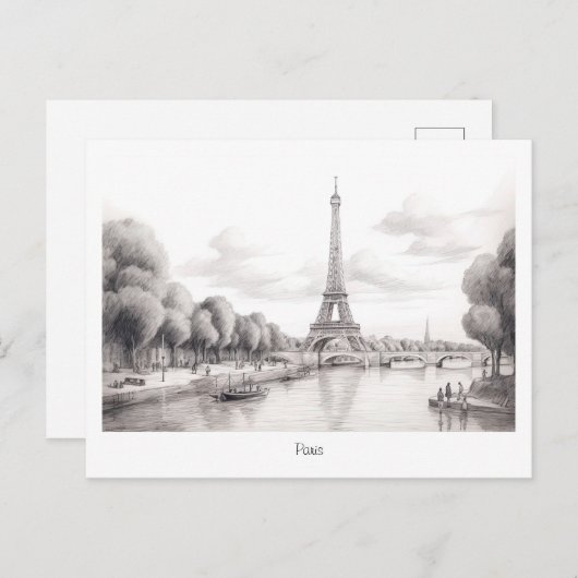  Paris Eiffeltoren, schetsontwerp Briefkaart (Voorkant / Achterkant)