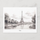 Paris Eiffeltoren, schetsontwerp Briefkaart (Voorkant)