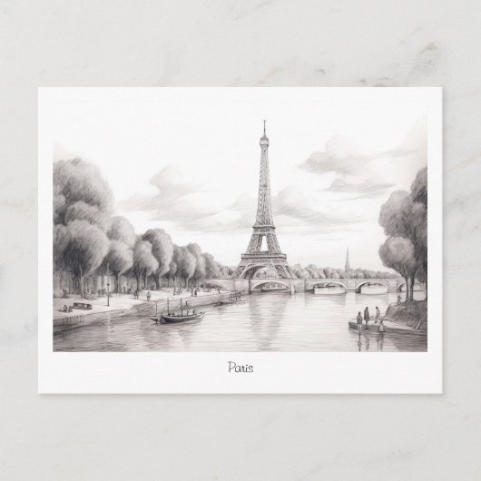  Paris Eiffeltoren, schetsontwerp Briefkaart (Voorkant)