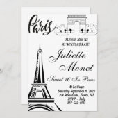 Paris Eiffeltoren Sweet 16 uitnodigingen (Voorkant / Achterkant)