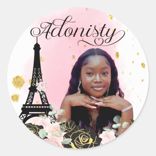 Paris Eiffeltoren Sweet Sixteen Circle Sticker. Ronde Sticker (Voorkant)