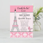 Paris Eiffeltoren Thema Baby shower roze Kaart (Staand voorkant)