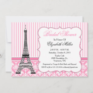 Paris Eiffeltoren Thema Feest Roze Kaart
