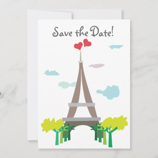 Paris Eiffeltoren trouwdatum Save The Date (Voorkant)