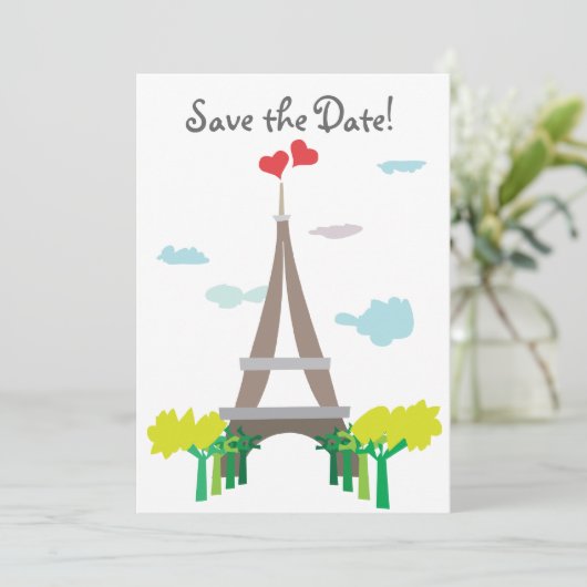 Paris Eiffeltoren trouwdatum Save The Date (Staand voorkant)