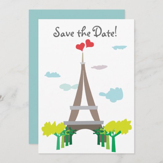 Paris Eiffeltoren trouwdatum Save The Date (Voorkant / Achterkant)