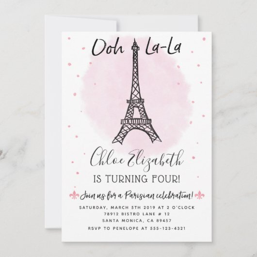 Paris Eiffeltoren uitnodiging voor elk evenement! (Voorkant)