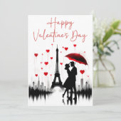 Paris Eiffeltoren Valentijnse Feestdagenkaart (Staand voorkant)