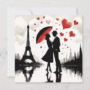 Paris Eiffeltoren Valentijnse  Feestdagenkaart