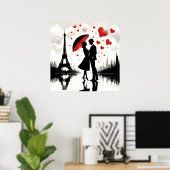 Paris Eiffeltoren Valentijnse Kaart vakantie Poster (Thuiskantoor)