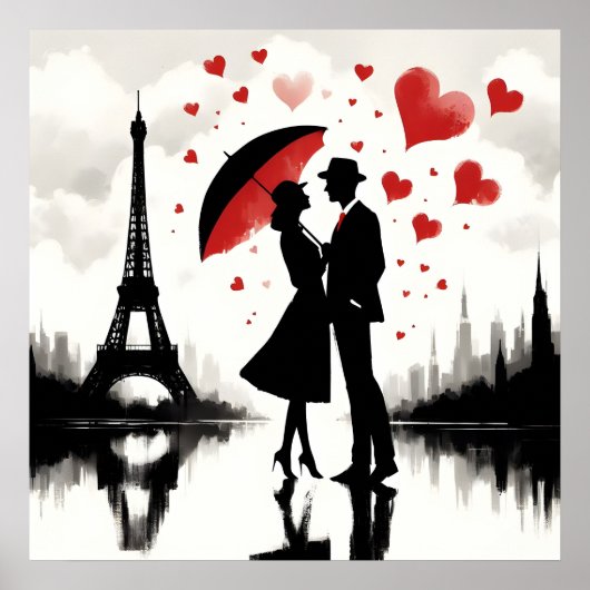 Paris Eiffeltoren Valentijnse Kaart vakantie Poster (Voorkant)
