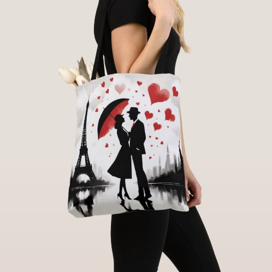 Paris Eiffeltoren Valentijnse Tote Bag (Dichtbij)
