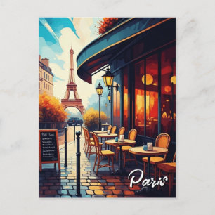 Paris Eiffeltoren vanaf een café Ansichtkaart Briefkaart