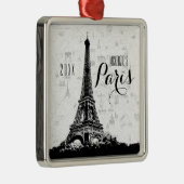 Paris Eiffeltoren Voeg Jouw namen toe Metalen Ornament (Rechts)