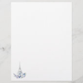 Paris Eiffeltoren Waterverf Floral Monogram Briefhoofd (Voorkant)