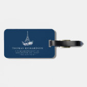 Paris Eiffeltoren Waterverf Floral Mr Wedding Bagagelabel (Achterkant horizontaal)