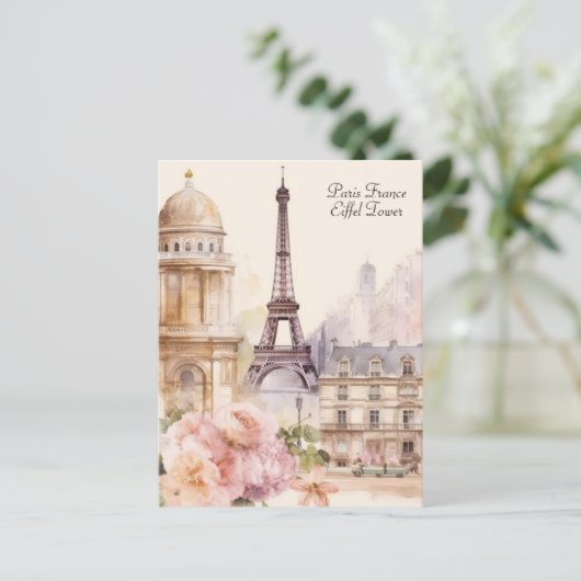 Paris Eiffeltoren Waterverf Reizen Briefkaart (Staand voorkant)