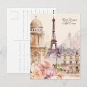 Paris Eiffeltoren  Waterverf Reizen Briefkaart (Voorkant / Achterkant)