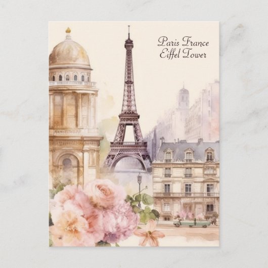 Paris Eiffeltoren  Waterverf Reizen Briefkaart (Voorkant)