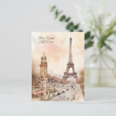 Paris Eiffeltoren  Waterverf Reizen Briefkaart (Staand voorkant)