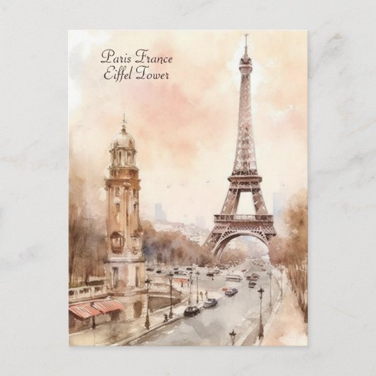 Paris Eiffeltoren  Waterverf Reizen Briefkaart (Voorkant)