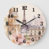 Paris Eiffeltoren  Waterverf Reizen Grote Klok (Voorkant)