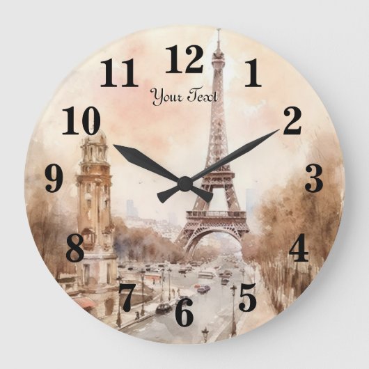 Paris Eiffeltoren  Waterverf Reizen Grote Klok (Voorkant)