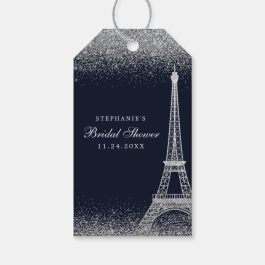 Paris Eiffeltoren Zilveren Bruiloft Feest Cadeaulabel (Voorkant)