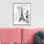 Paris Eiffeltoren Zwart & Wit Collage Scène Canvas Afdruk (Insitu (Woonkamer))