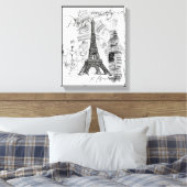 Paris Eiffeltoren Zwart & Wit Collage Scène Canvas Afdruk (Insitu (Slaapkamer))