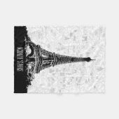 Paris Eiffeltoren Zwart Wit  Kaart Naam Fleece Deken (Voorkant (Horizontaal))