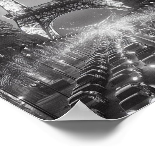 Paris Eiffeltoren Zwart-wit Reizen Poster (Hoek)