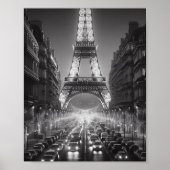 Paris Eiffeltoren Zwart-wit Reizen Poster (Voorkant)
