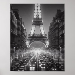 Paris Eiffeltoren Zwart-wit Reizen Poster