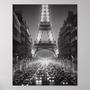 Paris Eiffeltoren Zwart-wit Reizen Poster
