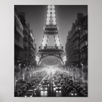 Paris Eiffeltoren Zwart-wit Reizen Poster