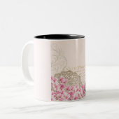 Paris Eiffelturm France, Franse Vintage Ephemera Tweekleurige Koffiemok (Voorkant links)