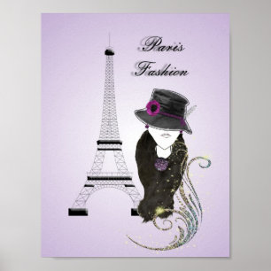 Paris Eiviel Tower Mode Lady Art Poster Print