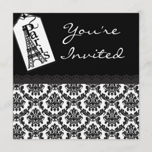 Paris Eiviel Tower Motif Theme Birthday Invites Kaart