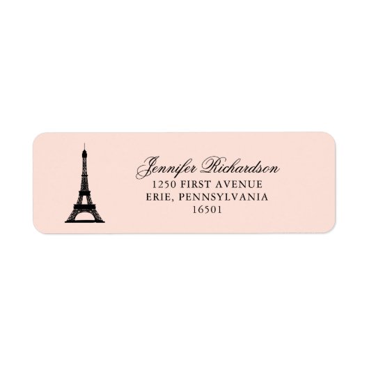 Paris Elegance Blush Pink met Eiffeltoren Etiket (Voorkant)