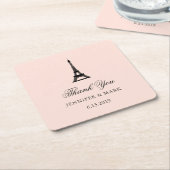 Paris Elegance Blush Pink Weddenschap Bedankt Kartonnen Onderzetters (Schuin)