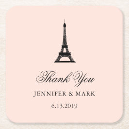 Paris Elegance Blush Pink Weddenschap Bedankt Kartonnen Onderzetters