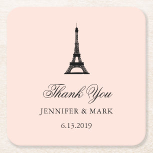 Paris Elegance Blush Pink Weddenschap Bedankt Kartonnen Onderzetters