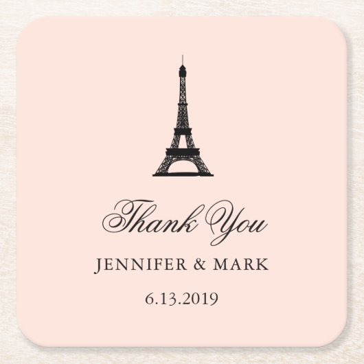 Paris Elegance Blush Pink Weddenschap Bedankt Kartonnen Onderzetters (Voorkant)