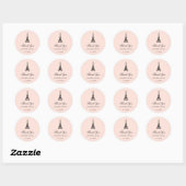 Paris Elegance Blush Roze Bruiloft Bedankt Ronde Sticker (Vel)