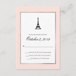 Paris Elegance Blush Roze Zilver en Zwart RSVP Kaartje