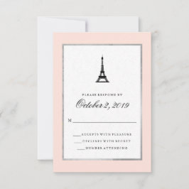 Paris Elegance Blush Roze Zilver en Zwart RSVP Kaartje