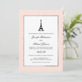 Paris Elegance Blush Roze Zilver en Zwarte Huwelij Kaart (Staand voorkant)