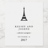 Paris Elegance Zwart-wit Eiffeltoren Wijn Etiket (Enkel label)